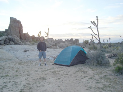 It's so windy up here on Cima Dome this morning that it takes quite a while to boil water for coffee