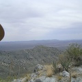 From the ridge, I'm now looking down the other side into the canyon and see the road that leads up to Copper World Mine