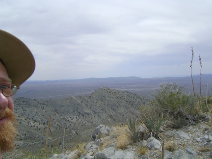 From the ridge, I'm now looking down the other side into the canyon and see the road that leads up to Copper World Mine