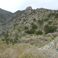 A bright blue streak in the rock at bottom right, presumably copper