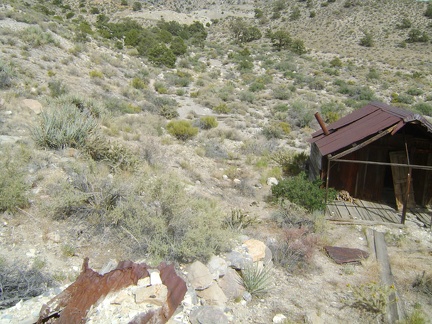A view of the Copper World Mine cabin from the hill just above the dugout