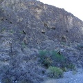 Along the wash near the old Cornfield Spring Road corral is a rock wall with lots of mini-caves carved into it