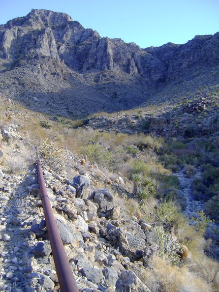 I don't see Cornfield Spring yet, but following the old pipe should take me there