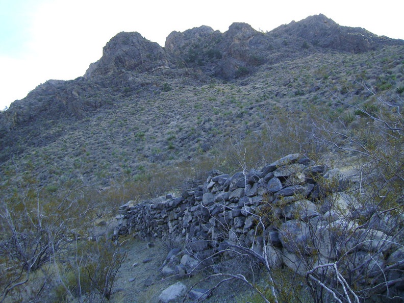 Rock wall at Cornfield Spring, Mojave National Preserve