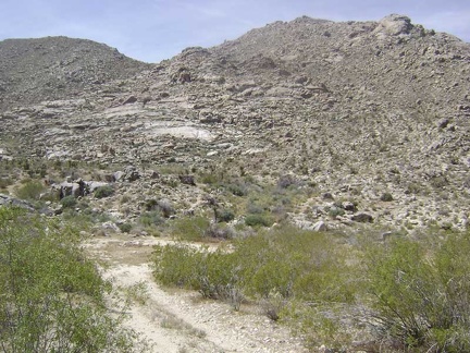 The road ends at a cul-de-sac and a campsite overlooking Coyote Springs