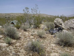 I arrive back at my tent and prepare my backpack for the afternoon hike up to an old mine in the Bighorn Basin area