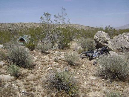 I arrive back at my tent and prepare my backpack for the afternoon hike up to an old mine in the Bighorn Basin area