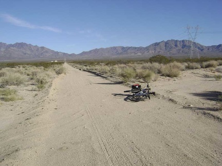 After a couple of miles on the power-line road, I locate the nearly invisible road that leaves on my right toward Coyote Springs