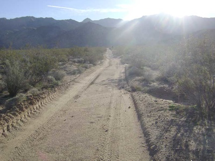 On the road to Coyote Springs at the base of the Granite Mountains