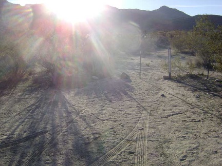 The old Coyote Springs Road obviously continues beyond the Wilderness-barrier posts, so I park my bike here and walk onward