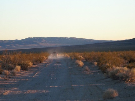 I pull over to allow a car to pass by, the first one I've encountered down here by Broadwell Dry Lake