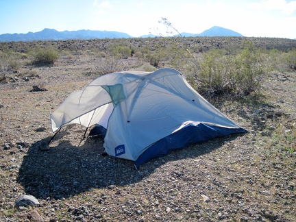 The problem now is that if the tent does fail and blow over, it will surely land on the flame of my propane burner