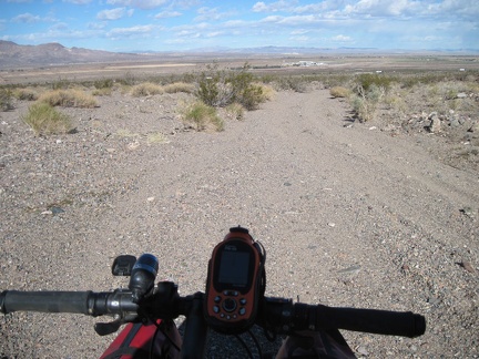 I start riding down the Newberry Mountains wash road that I came up last night