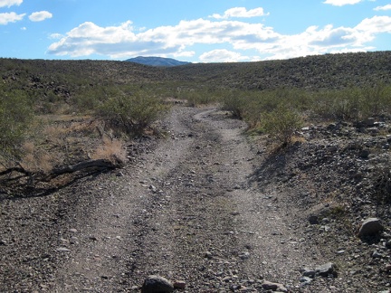 Hmm... If I had camped along this road in the Newberry Mountains foothills, I would have been more sheltered from the wind