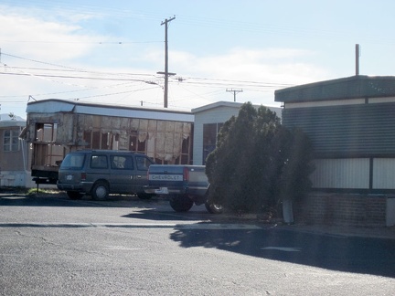 While passing a trailer park along Route 66 near Daggett, my eyes notice an unusual mobile home