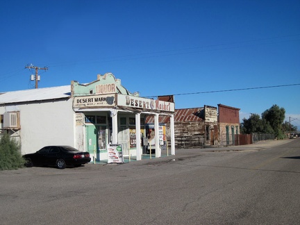 A small grocery store is the dominant living feature on Daggett's main street