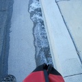 Tomorrow morning, the trip over, I see a bit of ice in the gutter as I ride Barstow's Main Street to the Amtrak Station