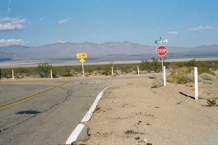 At the bottom of my glorious downhill on Morning Star Mine Road, I meet the junction of Ivanpah Road on the way to Nipton
