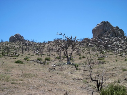 After crossing the canyon, I climb up the hill toward the Eagle Rocks turrets