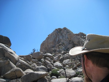 The big rock outcrop ahead at the top looks insurmountable to non-rock-climbers, but I'll continue upward to see how close I get