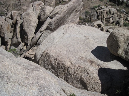 Looking straight down from the saddle, instead of toward Kelso Dunes, reveals a rather steep drop