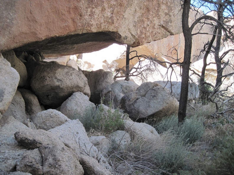 A substantial rock overhang at Eagle Rocks, Mojave National Preserve