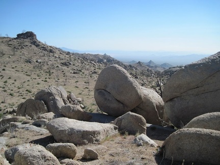 I'm at the south end of the Eagle Rocks now, looking southwest toward the pointy hills around Wildcat and Chicken Water Springs