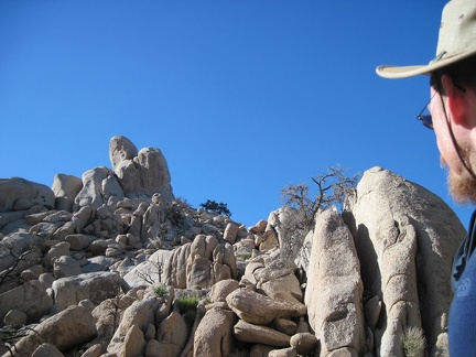 I take a final look up at the Eagle Rocks before starting the hike back to Mid Hills campground