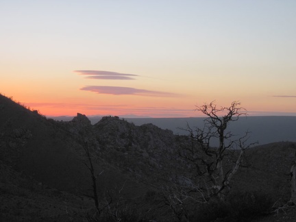 I walk up the hill near my tent to catch another great sunset from Mid Hills campground