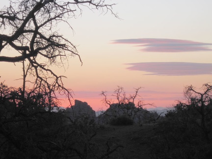 Close-up of sunset behind Eagle Rocks