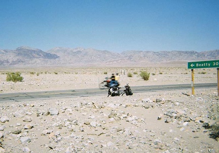 About nine miles further on Highway 190, while riding south down the other side of Death Valley, I pass the Beatty Cutoff