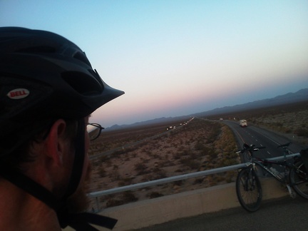 It's fun to stop and watch I-40 freeway traffic for a few minutes while crossing over it on Essex Road on the way back to camp