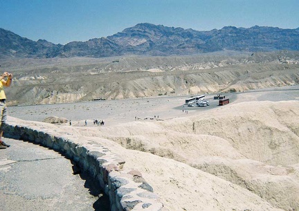 Looking down toward Highway 190 from Zabriskie Point; my world is slanted