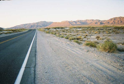 Riding from Shoshone to Tecopa Hot Springs near sunset