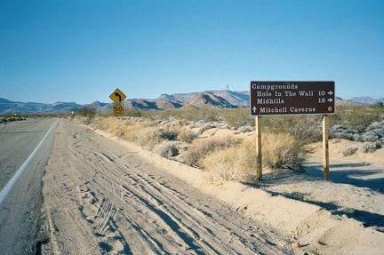 Back at the junction of Essex Road and Black Canyon Road, I ride straight through toward Mitchell Caverns