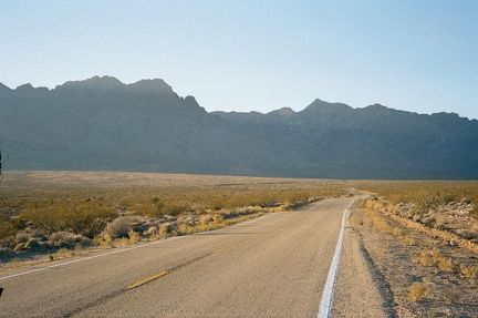 The final five-mile stretch of Essex Road to Mitchell Caverns (Providence Mountains State Recreation Area)