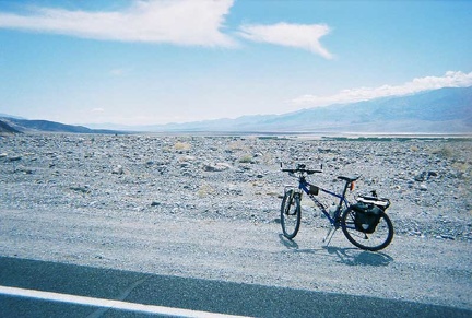 I've risen out of Death Valley just enough to have a view of the Badwater Basin ahead