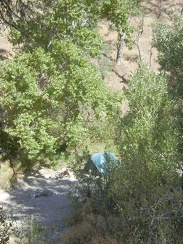 The tent, as seen from the China Hole Trail rising up the northwest side of the canyon.