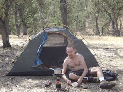 Late-morning breakfast of miso soup and coffee at Jackrabbit Lake.