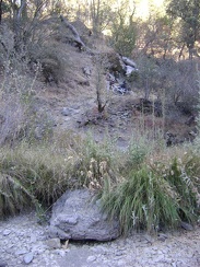 The 10-ton bike waits a few feet above the rocky bottom of China Hole Trail while I look for a campsite.