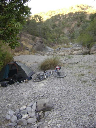 Time to call it a day. The tent is set up at China Hole (looking northeast up the canyon).