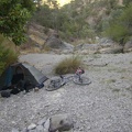 Time to call it a day. The tent is set up at China Hole (looking northeast up the canyon).