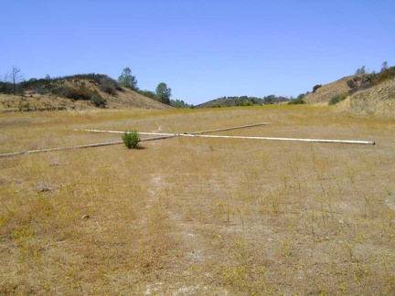 The top of White Tank Spring Trail crosses Hoover Lake Trail, an open area that was once an airplane-landing strip