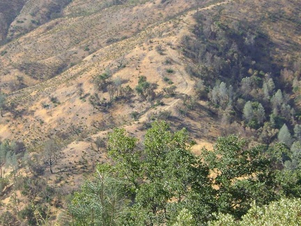 Close-up of Walsh Trail rising up the hill on the other side of the canyon