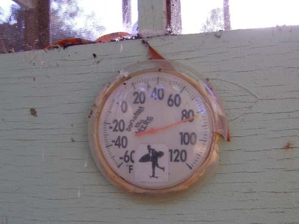 It's certainly cooler down here in the canyon than it was up on the hills, and the temperature here shows 82 degrees F