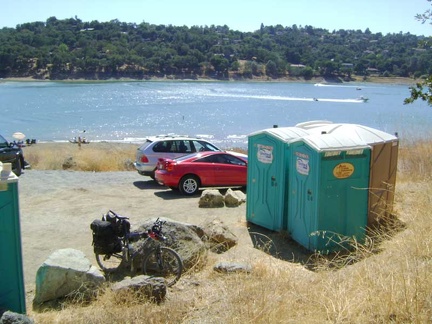 On the way down, I stop at the portable toilets at Anderson Reservoir, which is a County park