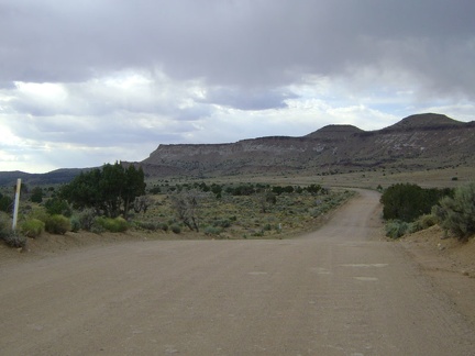 Cedar Canyon Road turns and heads briefly north toward Pinto Mountain before resuming its westward trek