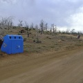 This recycling bin at Mid Hills campground takes on an incredible intense blue colour in its stark surroundings