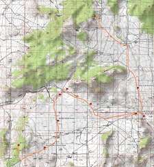 Bicycle route from Mid Hills campground to Howe Spring (Day 6)