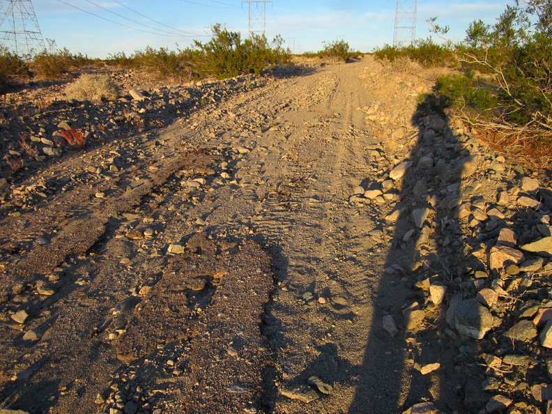 Back on the powerline road, less than two miles of hiking to go